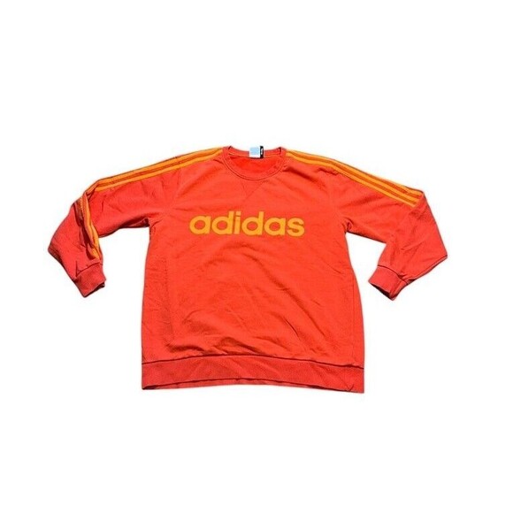Adidas Crew Essential Lin Sweatshirt Men's Size XL Orange Lightweight Logo - Picture 1 of 8